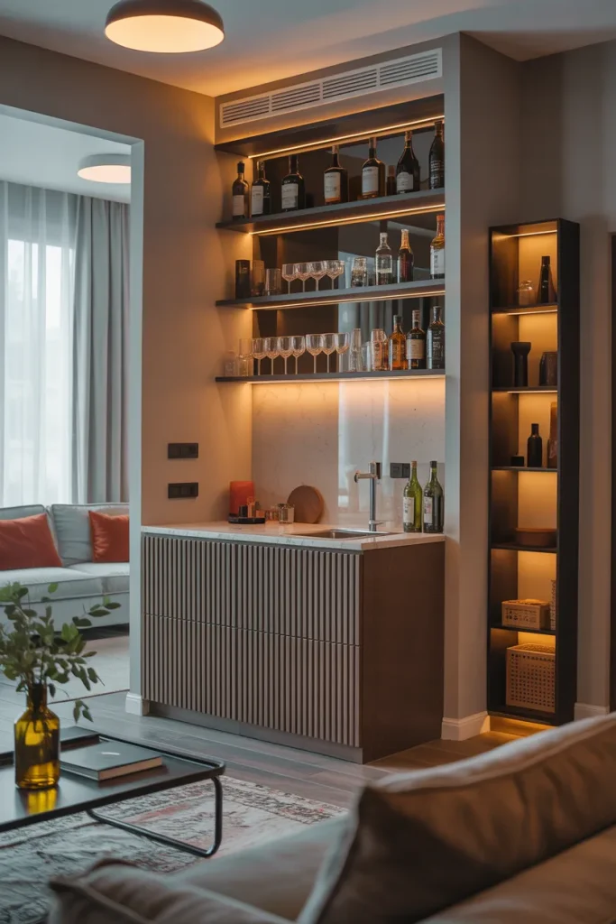 Anchor the space with a built-in bar
