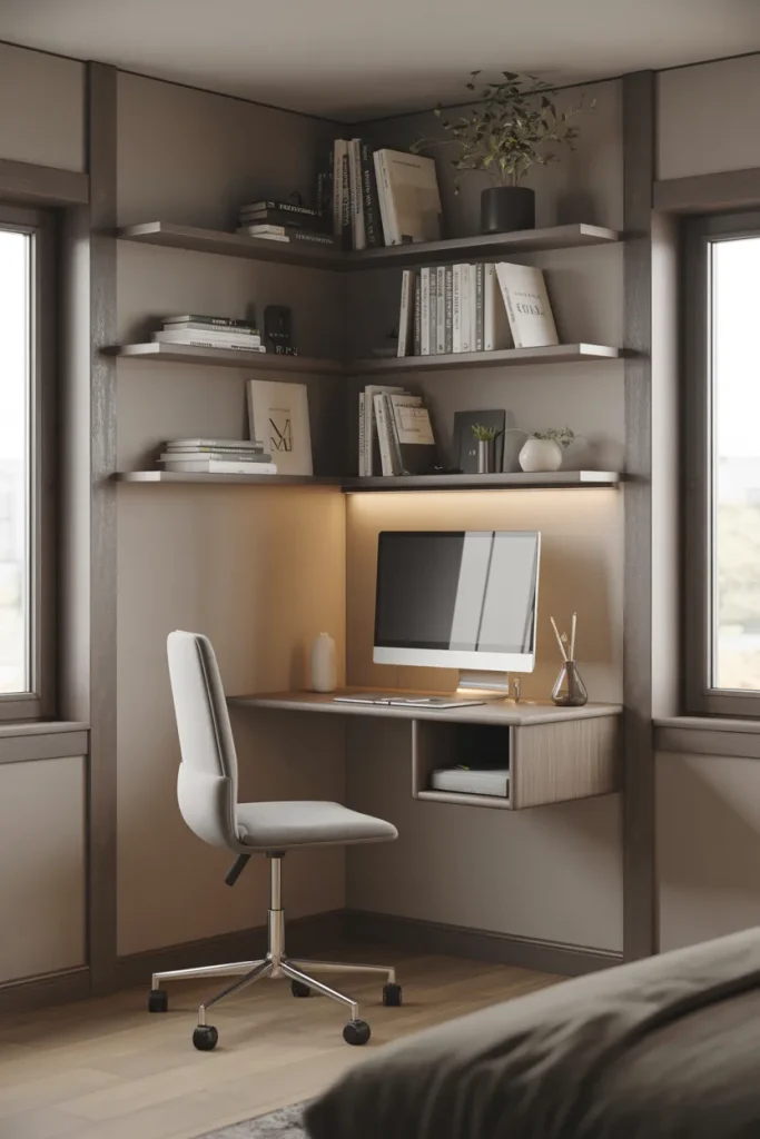 Stylish Floating Corner Desk
