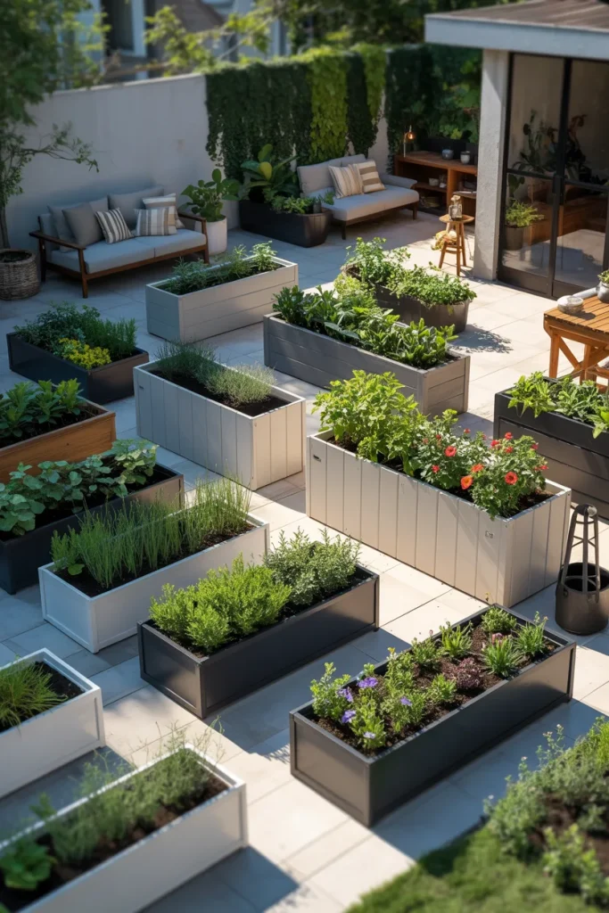14. Create Patio Zones With Wheeled Planter Boxes with Outdoor Planter Box Ideas
