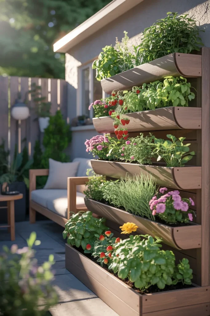 3. Tiered Vertical Planter Box for Small Backyards with Outdoor Planter Box Ideas