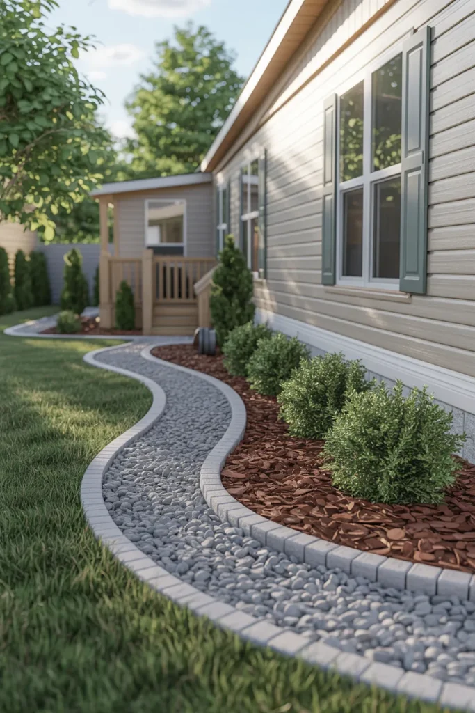 Fresh Gravel or Mulch Beds for Clean Landscaping Lines