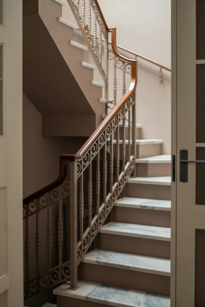 Narrow Staircase with Decorative Railing