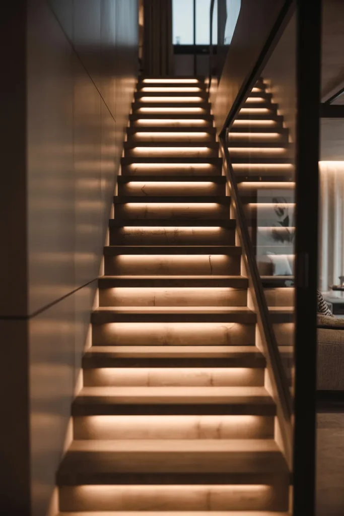Staircase with Under-Step Lighting