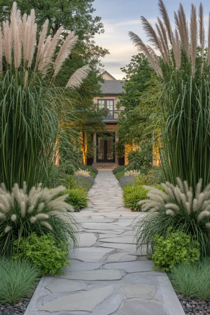 The Grand and Glorious Entryway in Ornamental Grasses
